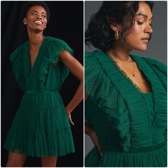 Anthropologie Dresses & Skirts - NWT ANTHROPOLOGIE GEISHA DESIGNS TIERED TULLE MINI DRESS IN HOLLY